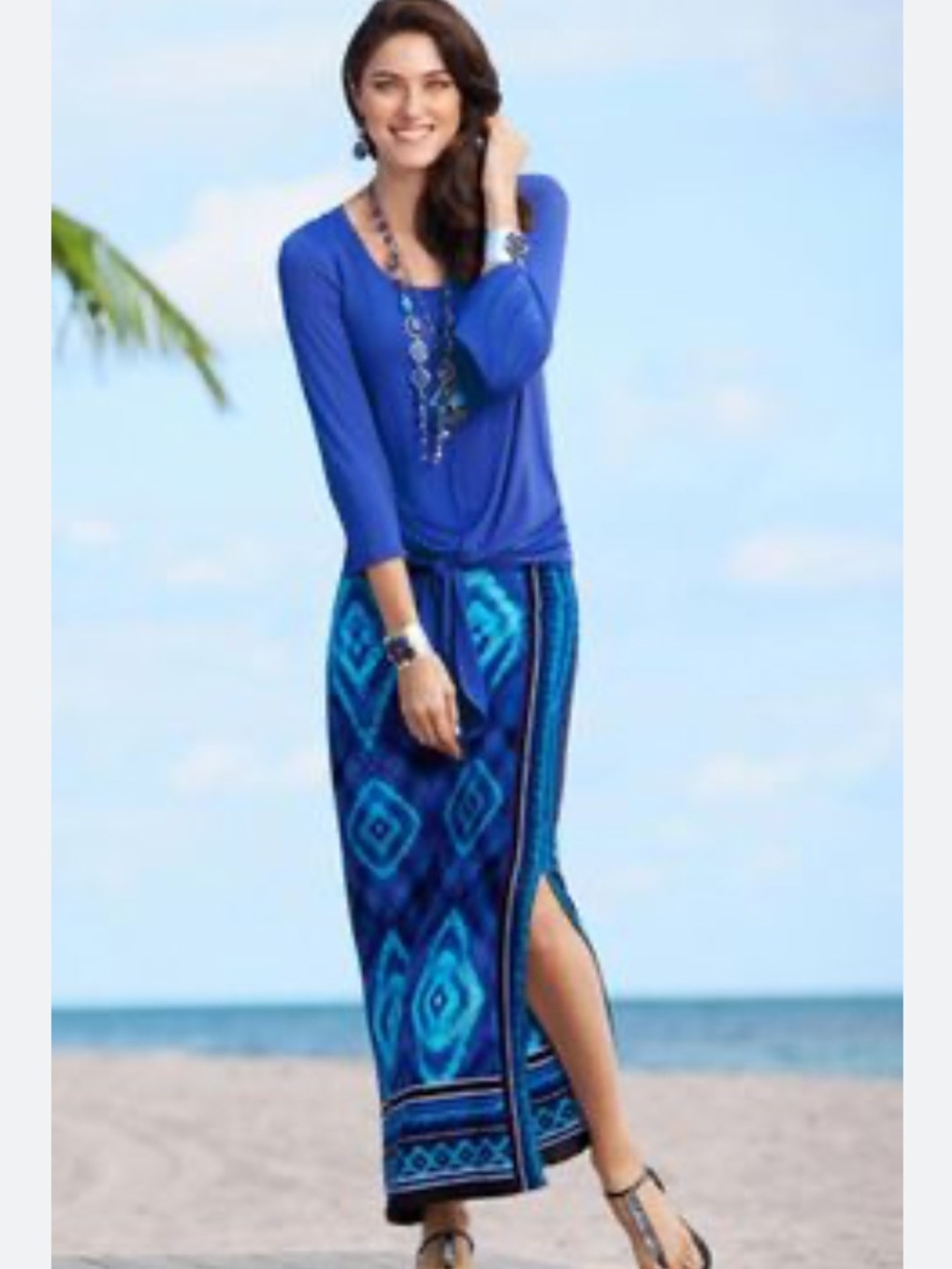 Beachy Resortwear Vacation Bold Print Maxi Skirt